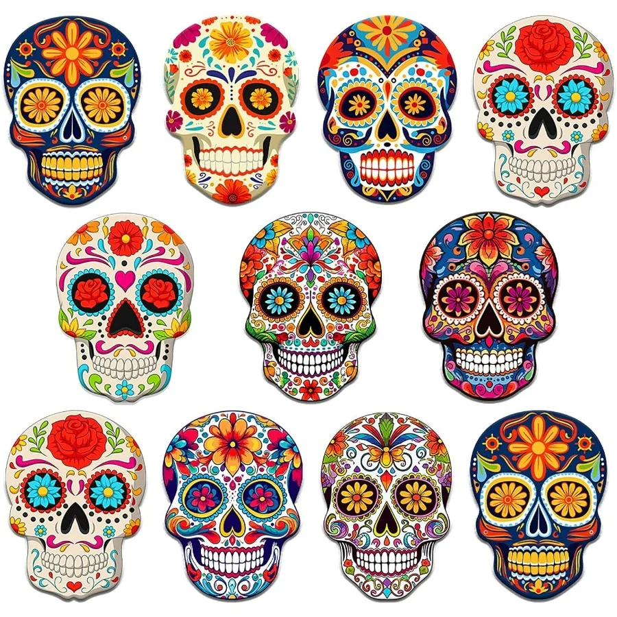 36 قطعة يوم الموتى الاكريليك بروش السكر الجمجمة تسمية دبابيس ضياء دي لوس Muertos زهرة الجمجمة عطلة بروش دبابيس للملابس با
