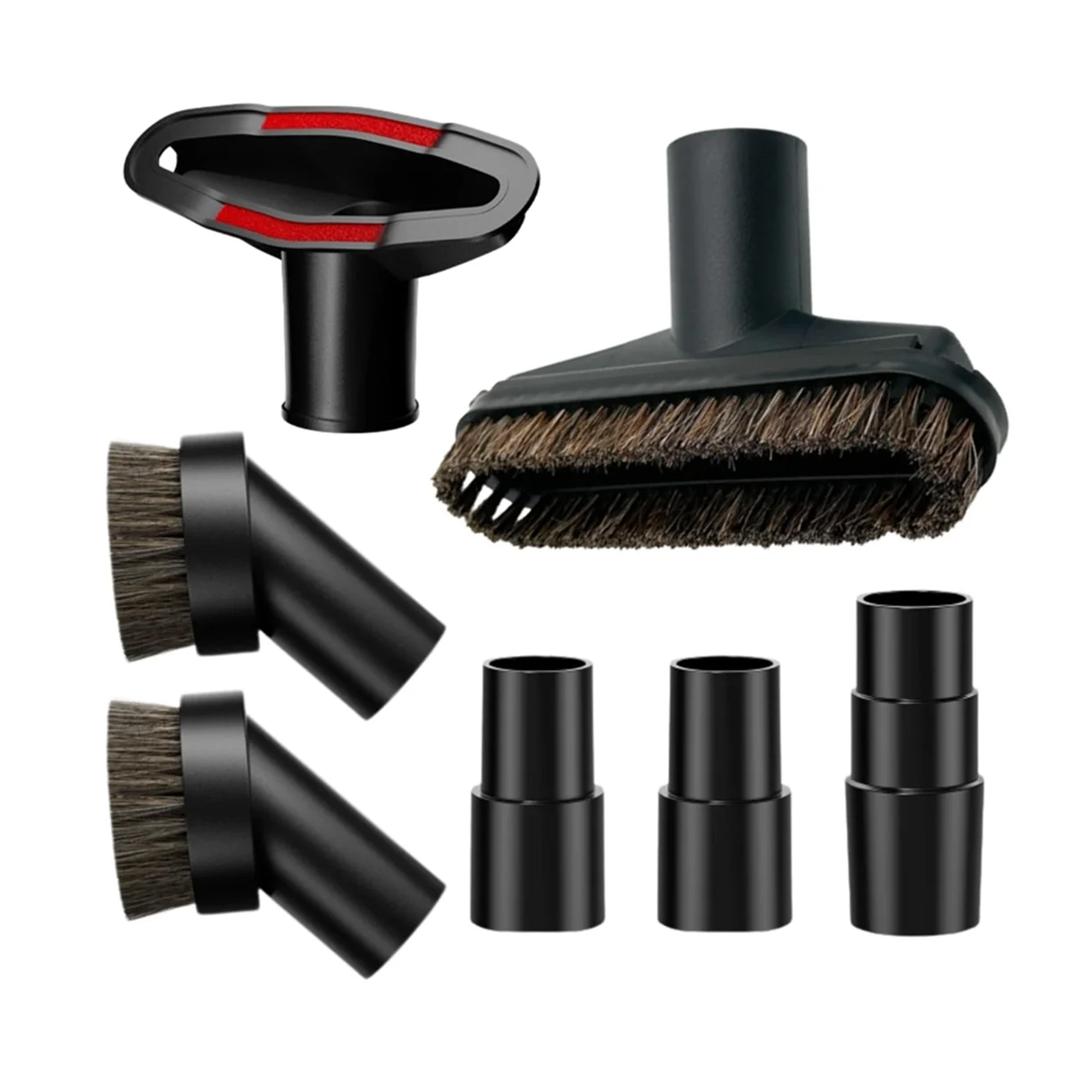 Vacuum Brush Attachment Soft Horsehair Brush Vacuum Attachmentss, 1-3/8 Inch to 1-1/4 Inch to 1-1/2 Inch Hose Adapters