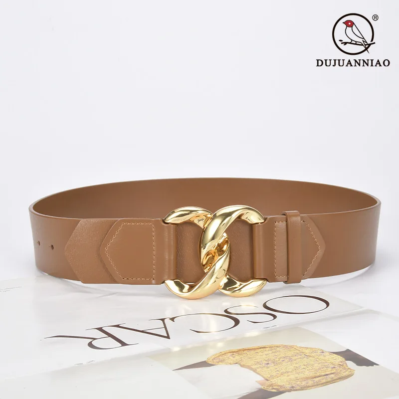 レディースのおしゃれなワイドベルト、万能で着痩せ効果のあるウエストベルト、ドレスに合うゴールドバックルベルト
