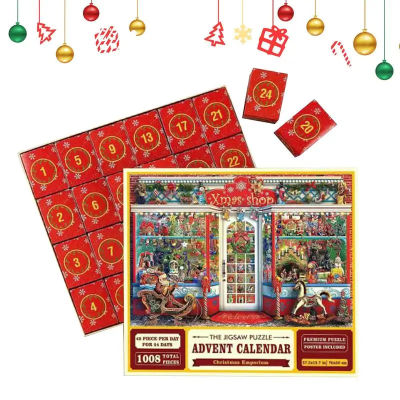 Advent Calendar 2024 Christmas Themed Wedding Party Favor Christmas Countdown Jigsaw Puzzles Gifts For Kids Boys and Girls