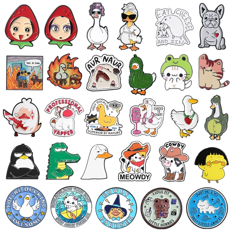 Collection de broches en émail sur le thème des animaux de dessin animé : Mignons Chiens Teckel, Hérissons, Canards, Souris – Badges de revers, Bijoux, Cadeau pour Enfants et Amis