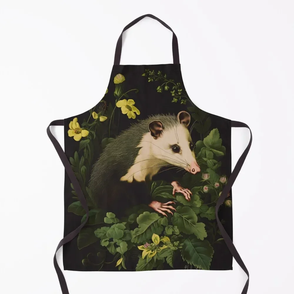 

Opossum with Yellow Flowers Apron Cute Kitchen work gowns for women cleaning Manicurists Apron