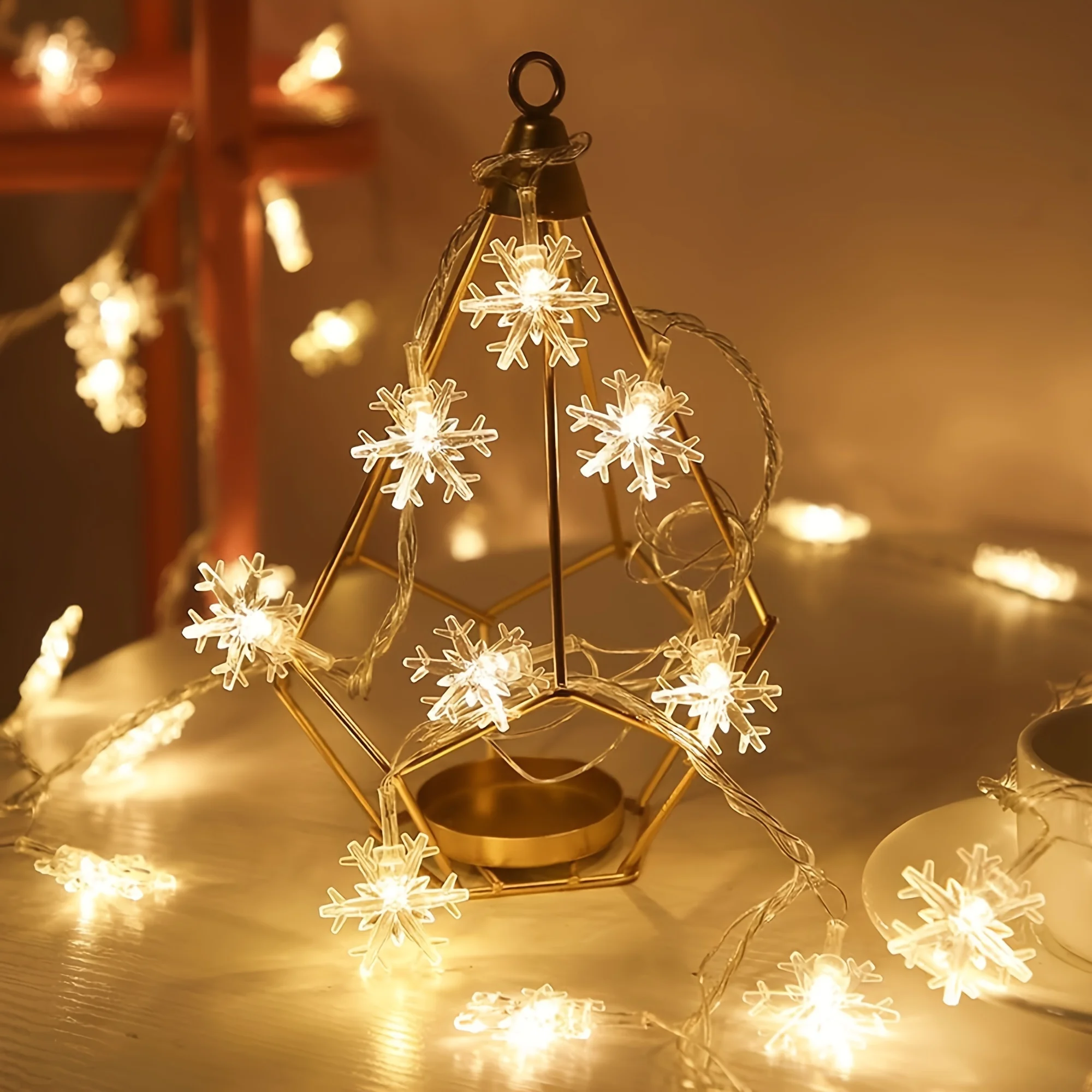 Łańcuchy świetlne LED Zewnętrzne łańcuchy świetlne w kształcie płatka śniegu Girlanda świetlna Żarówka Fairy Lights Strona główna Ślub Ogród Świąteczny wystrój