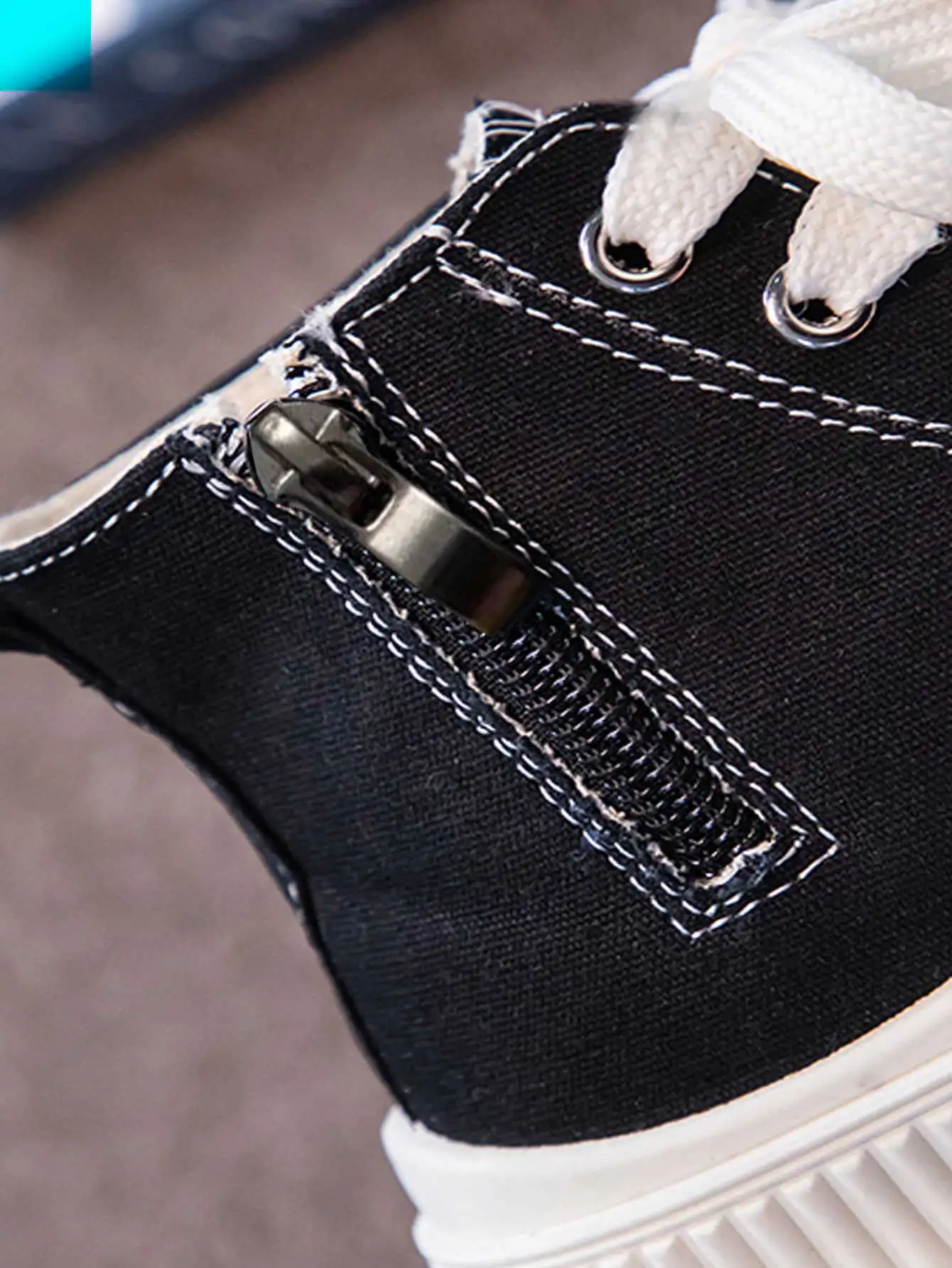 Sportliche Freizeitschuhe für Kinder, Jungen-Canvas-Schuhe, Stiefel mit Reißverschluss-Design, Mädchen-Campus-Studentenschuhe, bequem, atmungsaktiv, geeignet für den Innenbereich – Detail 4
