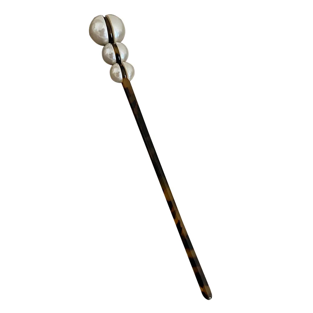 Pearl Hairpin Ancient Style Hanfu Hair Stick for Women Elegant Simple Chic Retro Bun Maker Accessory Decorative Large Hairpins
