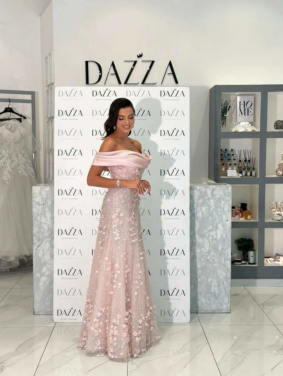 Cathy Customized Pink Exquisite Shiny Flowers Prom Dress Off Shoulder A-line vestidos de noiva Floor-length Formal Evening 2025