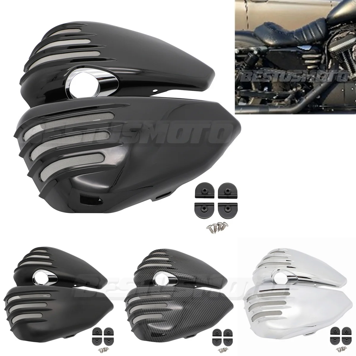 Motorcycle Left Right Side Battery Cover For Harley Sportster 883 1200 2014 2015 2016 2017 2018 2019 2020 2021 2022