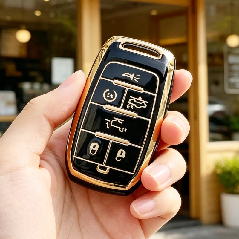 6 Buttons TPU Smart Remote Car Key Fob Shell Cover for Dodge Ram 1500 Pickup Limited 2019 2020 2021 2022 2023 2024 Auto Case