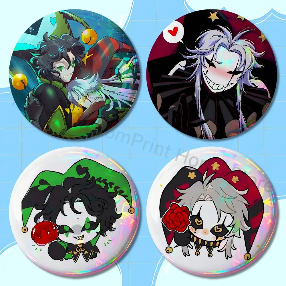 F-Freak Pierrot C-Circus 58mm 44mm HD Print Brooch Badges Pretty Derby Round Display Brooches Lapel Pins