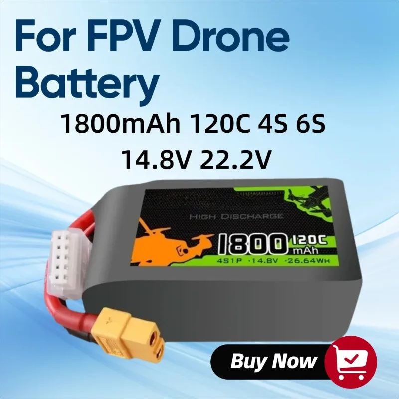

For Ovonic 1800mAh 120C 4S 6S 14.8V 22.2V 5-inch FPV Drone Battery