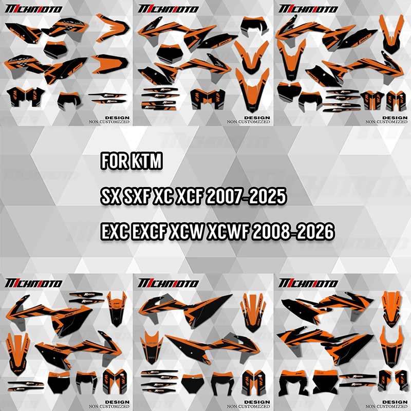 

MCHMFG For KTM SX SXF 2007-2025 EXC XCW 2008-2026 Motocross Graphics Background Decals Stickers Number Name Custom