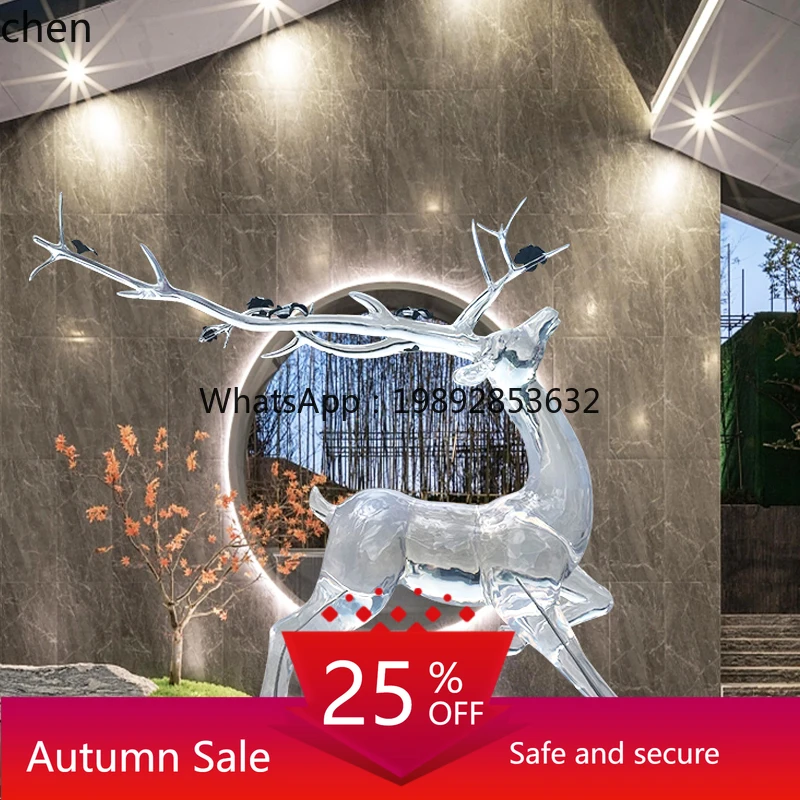 

Modern Light Luxury Transparent Elk Ornament Hotel Sales Office Lawn Large Sculpture home decoration accessories