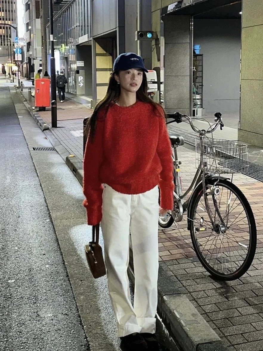 

High Waist Straight Leg Slimming Jeans Candy Miss Dongdaemun White Denim Long Pants Chinese Style Ladies Summer Pure Color