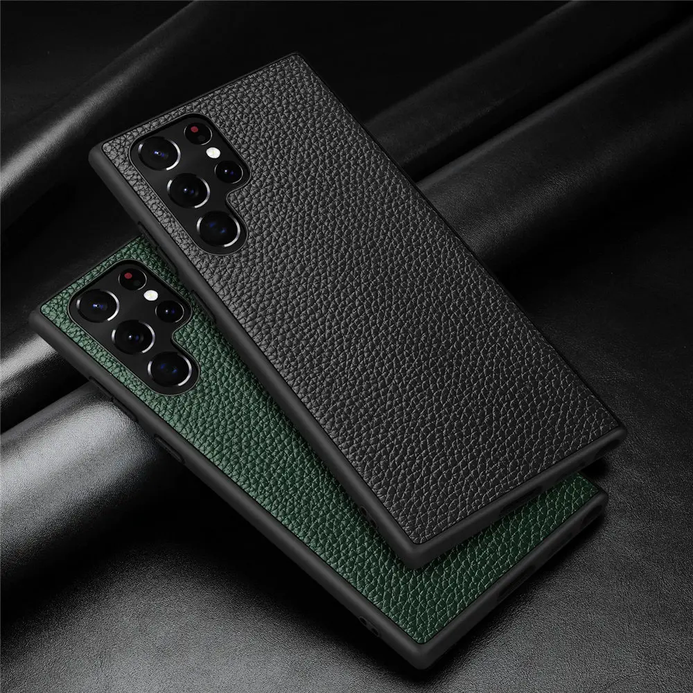 

Ultra Slim Genuine Leather Phone Case For Samsung Galaxy S22 S21 Plus Note 20 Note20 Ultra Shockproof Back Cover Litchi Skin