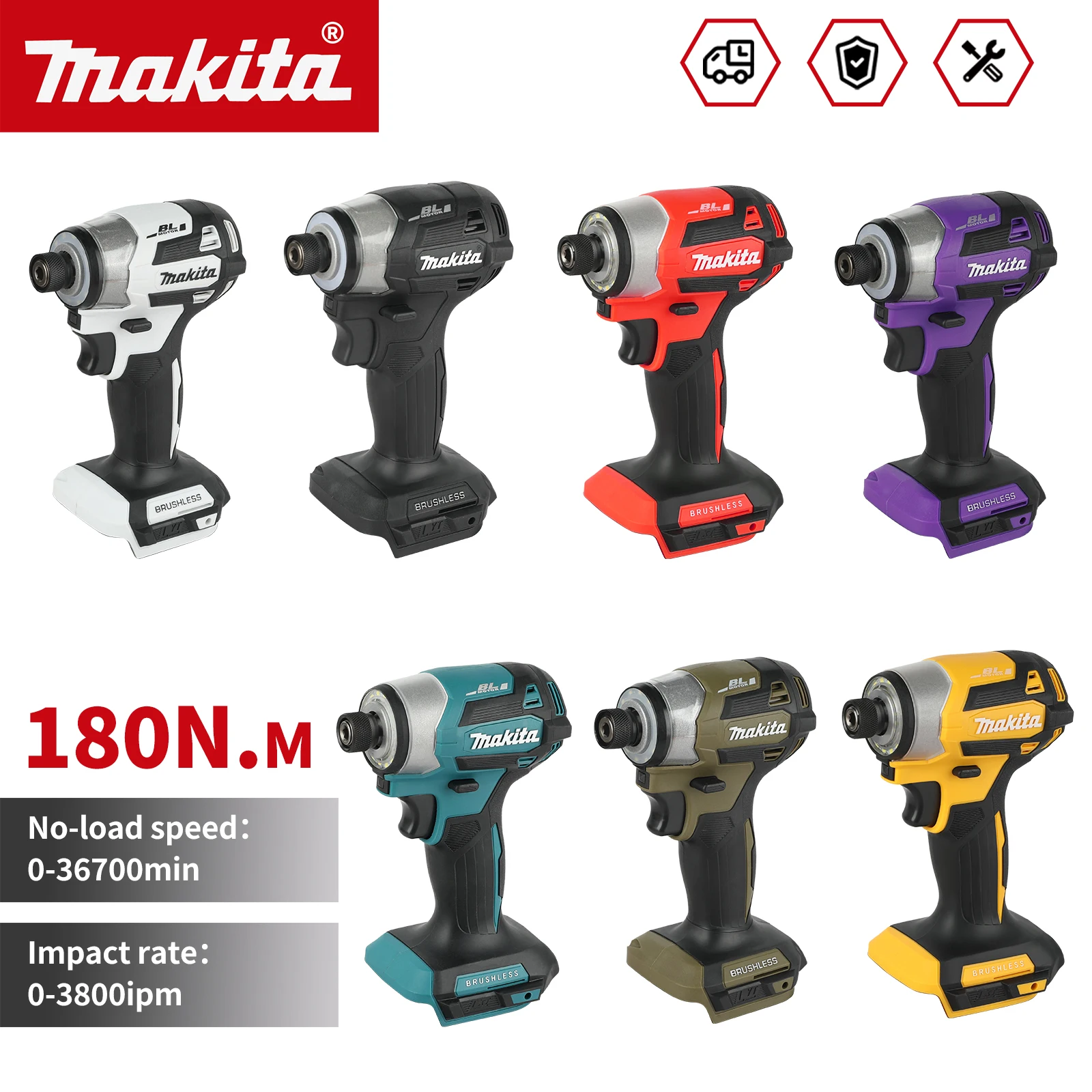 

Makita DTD173 18V Cordless Impact Driver: 180N.m Torque, 3-Speed for Furniture Assembly, Woodworking & Screw Fastening Tasks