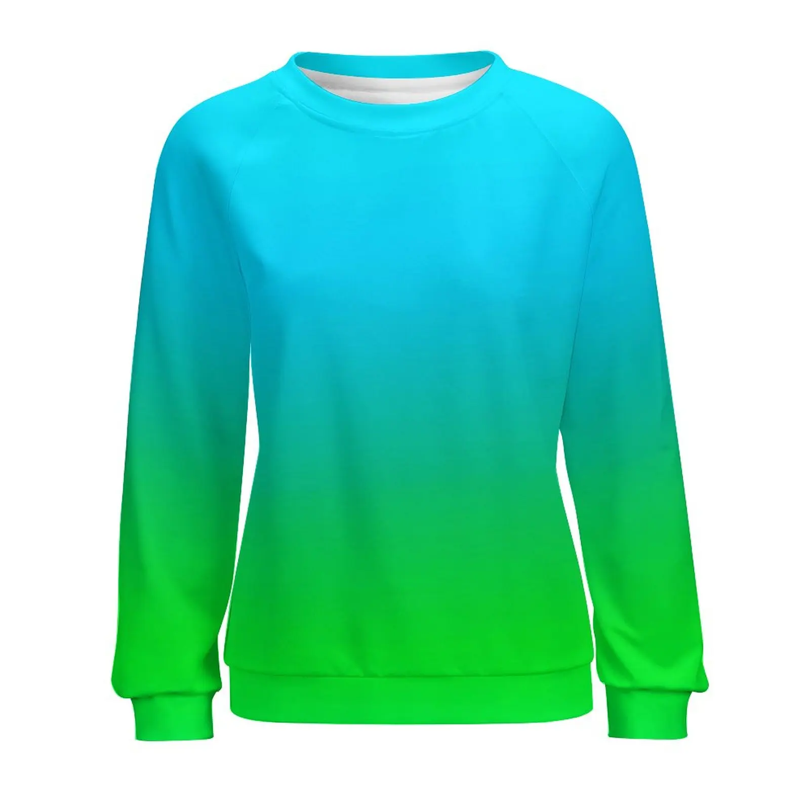 Blue Green Ombre Hoodies Woman Long Sleeve Gradient Print Y2k Casual Hoodie Hot Harajuku Oversize Design Sweatshirts