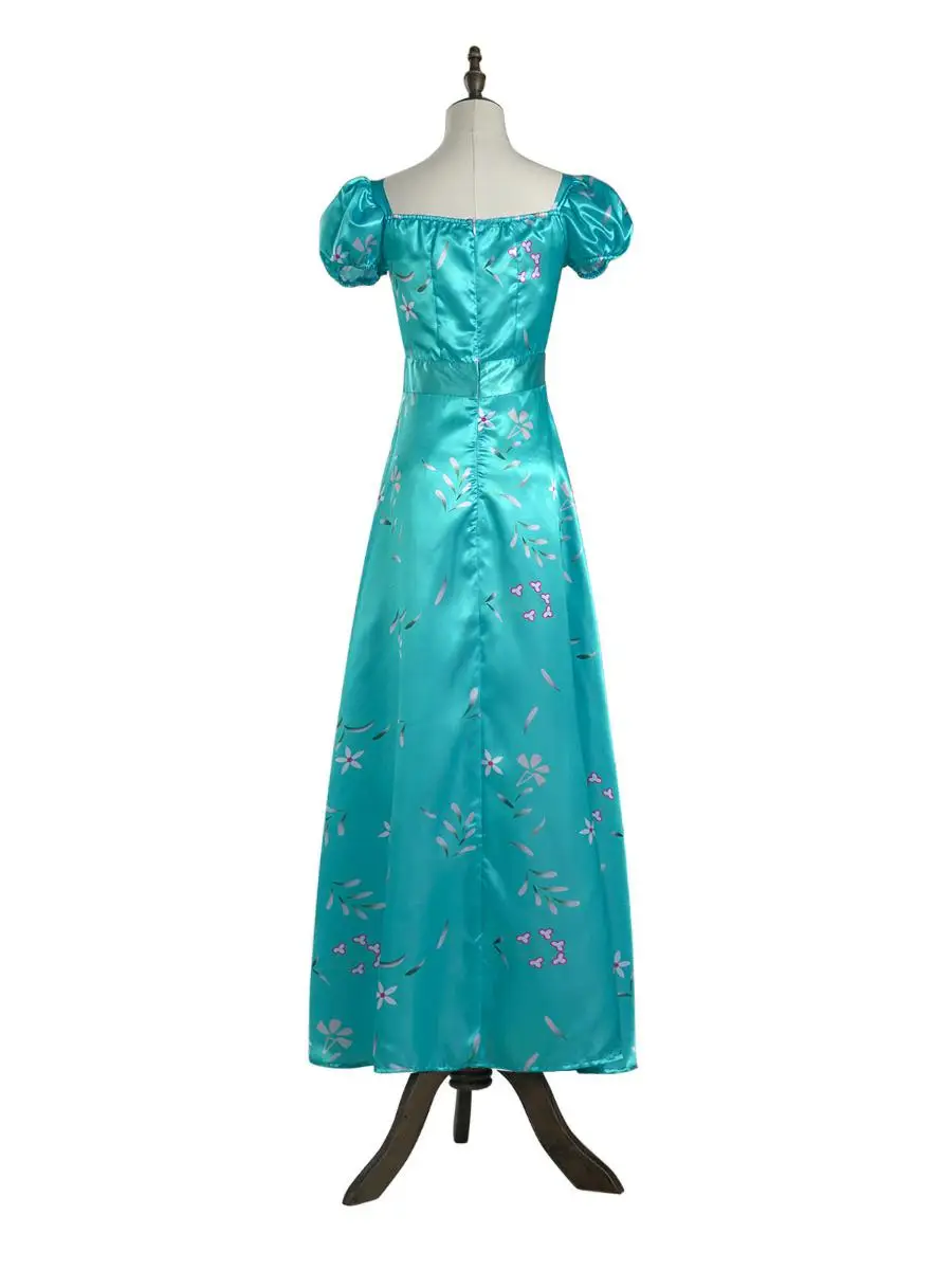 Blue Floral Satin Princ Long Skirt Cosplay loween Costume Giselle Fanfiction Long Dr Chinese Traditional Stage Costume