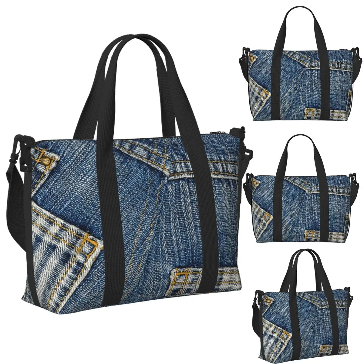 

Custom Behind Pants I Love Bluejeans Denim Beach Travel Bag Large Capacity Tote Bags for Gym Women Shopping Duffle Shoulder Bag
