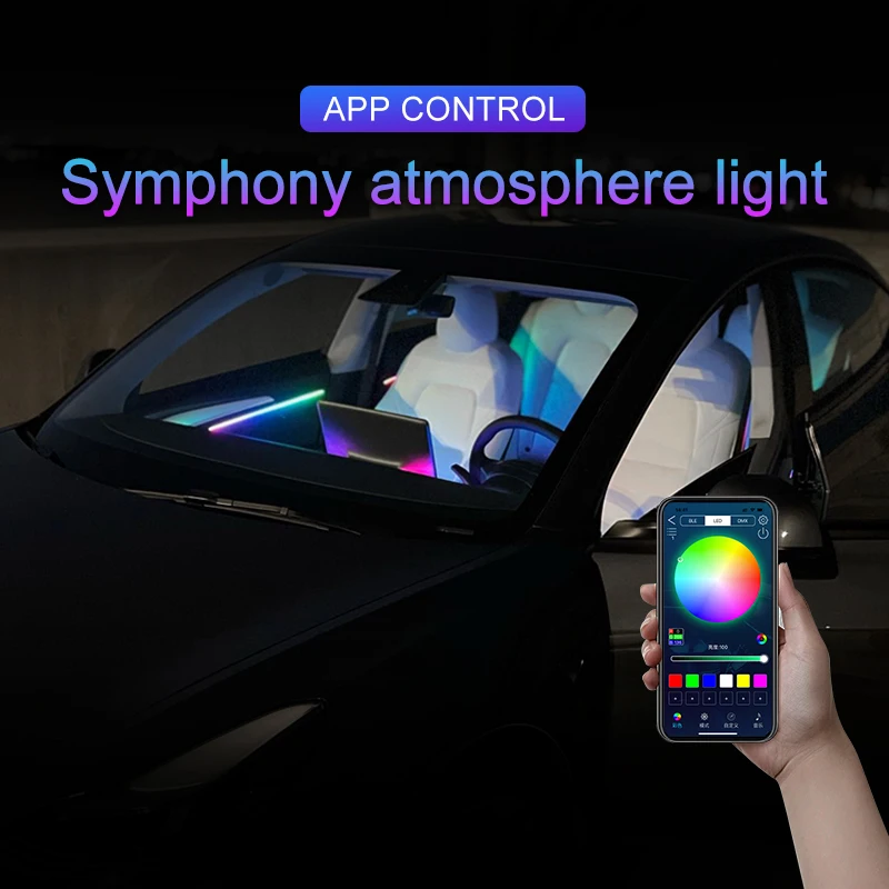 DIY Car Ambient Light RGB LED 18 in 1 Symphony Flow Gradient Light strips Interior APP Guide Fiber Atmosphere Decoration Optic