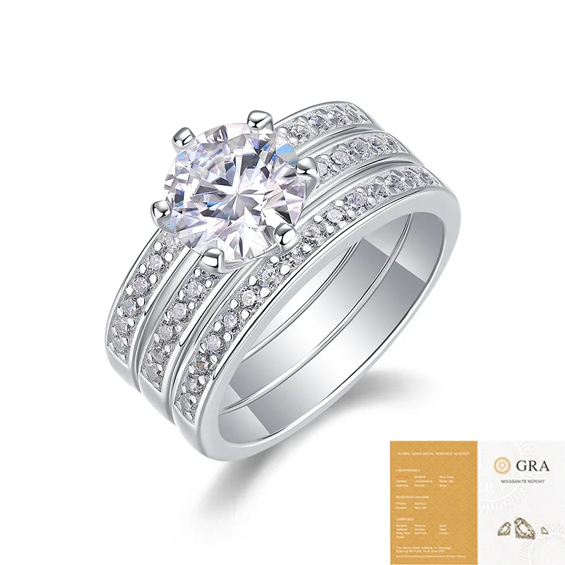 JEWLARA Stacked Ring, Children Will Not Fade, Light Luxury and High-end Sense Versatile S925 Silver Moissanite Rings
