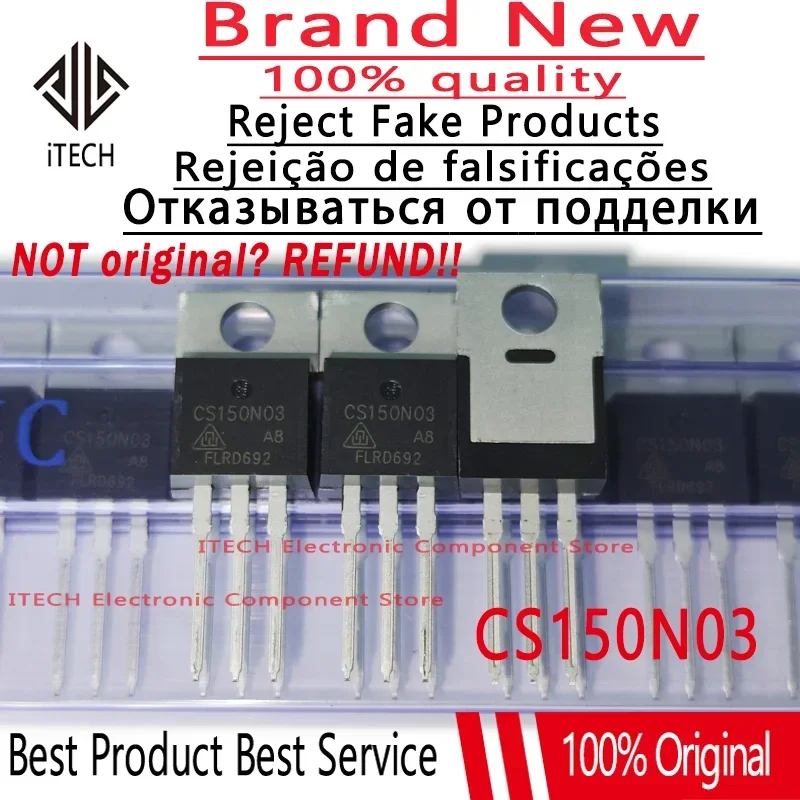 10 teile/los original cs150n03 cs150n03a8 bis-220 30v 150a mosfet neu und echt