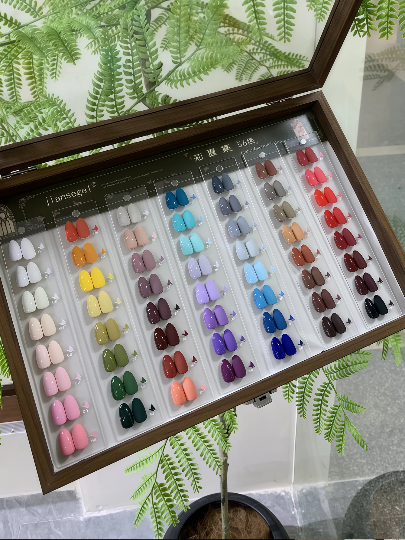 Ensemble de vernis à ongles de couleur unie 56 couleurs 15ml, vernis à ongles gel UV/LED amovible, comprend un nuancier, un ensemble d'art d'ongle d'été pour le bricolage