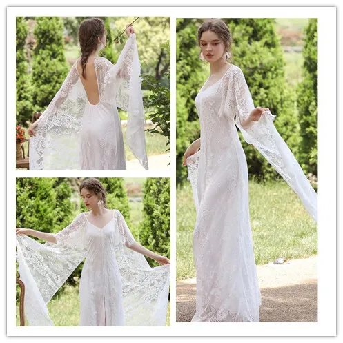 Dressing Gown Bride Female Summer High-end Nightgown Romantic Lace Unique Light Luxury Shawl Personality Wedding Pajamas