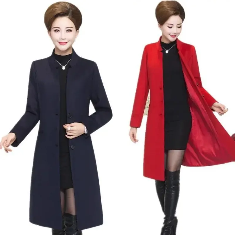 

2023 New Autumn Winter Woolen Keep Warm Overcoat Women Solid Elegant Coat Fashion Ladies Casual Medium Long tweed jacket