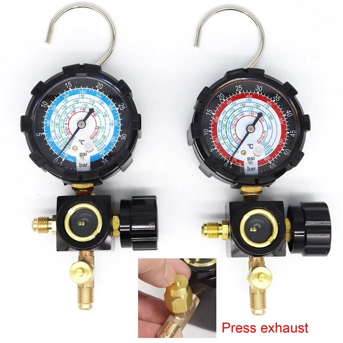 Low Side Pressure Gauge R410A R22 R404A Single Manifold Gauge with Control Valve for Air Condition Refrigerant Charging