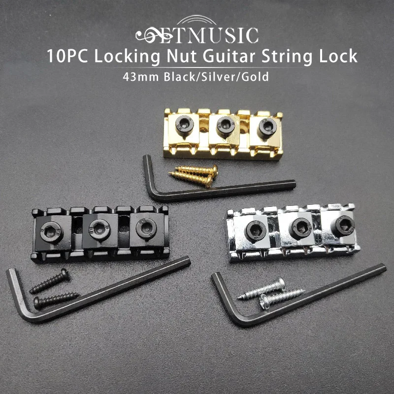 

10PCS High Quanlity Guitar Parts & Accessories 43mm Zinc Alloy Electric Guitar Locking Nut String Lock with Wrench