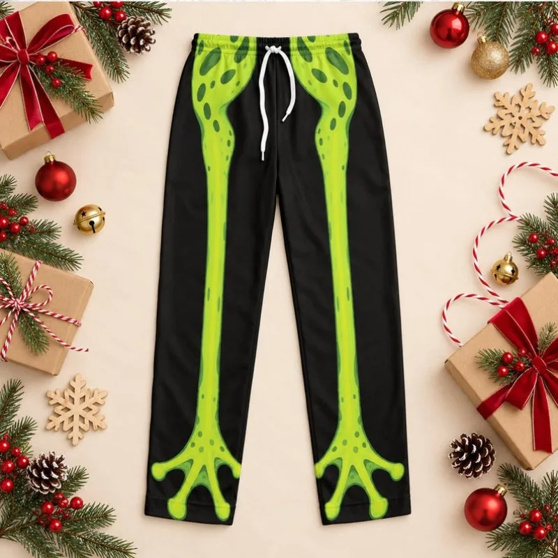 2026 Party Men's and Women's Fun Paw Print Pajamas 3D Animal Leg Printed Casual Pants Colorful Christmas Pajamas Holiday Gifts
