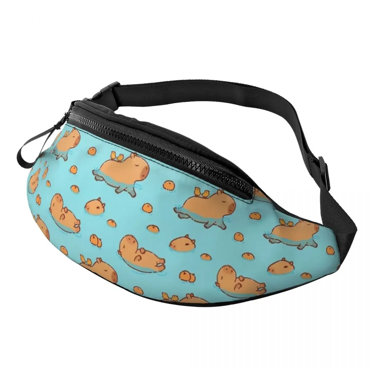 

Capybara Swimming Fanny Bag Custom Cute Animal Crossbody Waist Pack Women Men Cycling Camping Phone Money Pouch