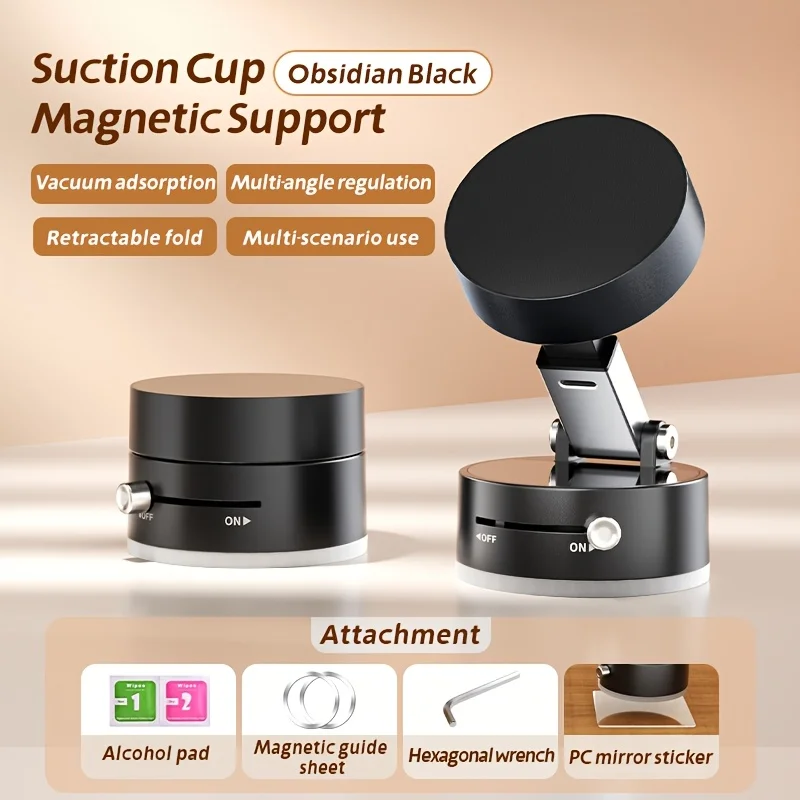 Car Magnetic Vacuum Phone Holder Swivel Wireless Charging Bracket Support GPS Car Bracket Double-sideds Magnetic Foldable Holder