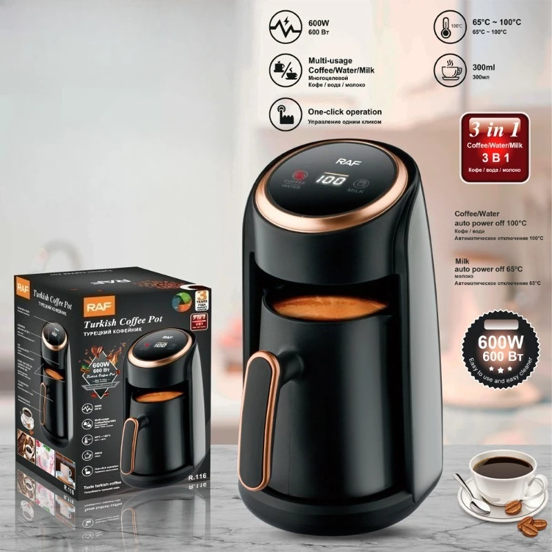 3 In 1 Water Milk Tea Maker Machine,High Temperature Resistant,600W Power,Multi-Usage Auto Power-Off 300ml Electric Coffee Pot
