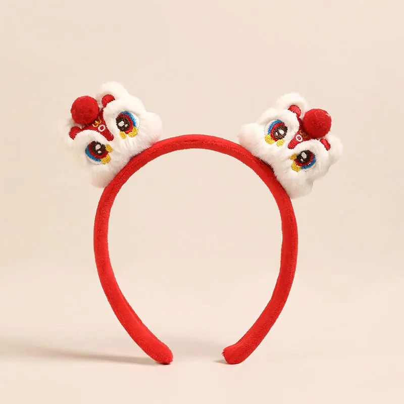 Cute Lunar New Year Lion Hairbands For Women Spring Festival Headband Twisting Stick Hair Loop Spring Festival Hair Access