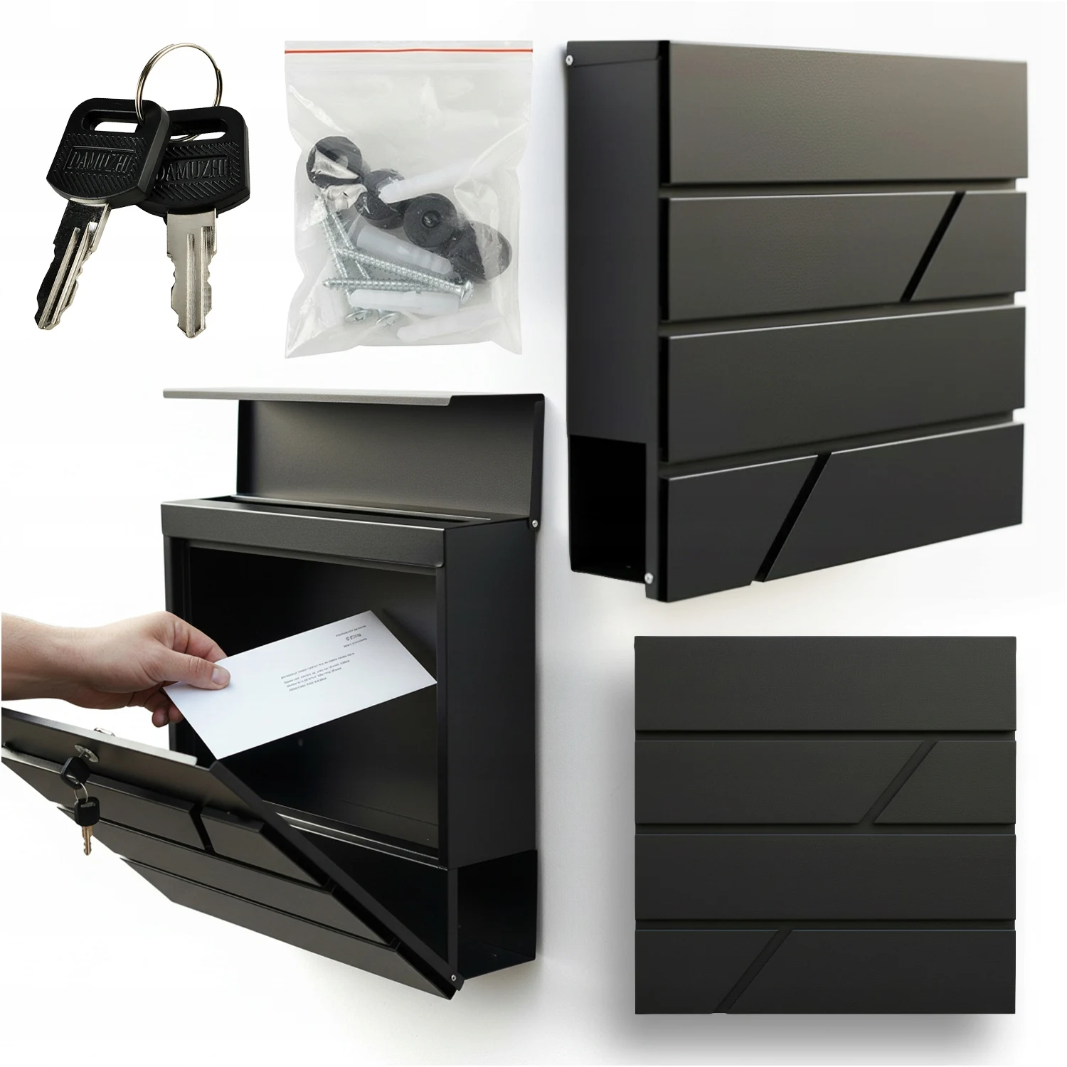 Cassetta Postale Grande per Lettere, Fogli A4, Giornali, Casa, Antracite, Moderna, Pratica, Affidabile, Design Elegante, Semplice, Multiuso, Soluzione per la Ricezione della Posta Quotidiana, Robusta,