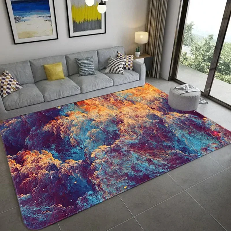 Nordic Abstract Colorful Cloud Carpet Oil Painting Style Sky Soft Children' Room Area Rugs Home Living Room Floor Mat Doormat