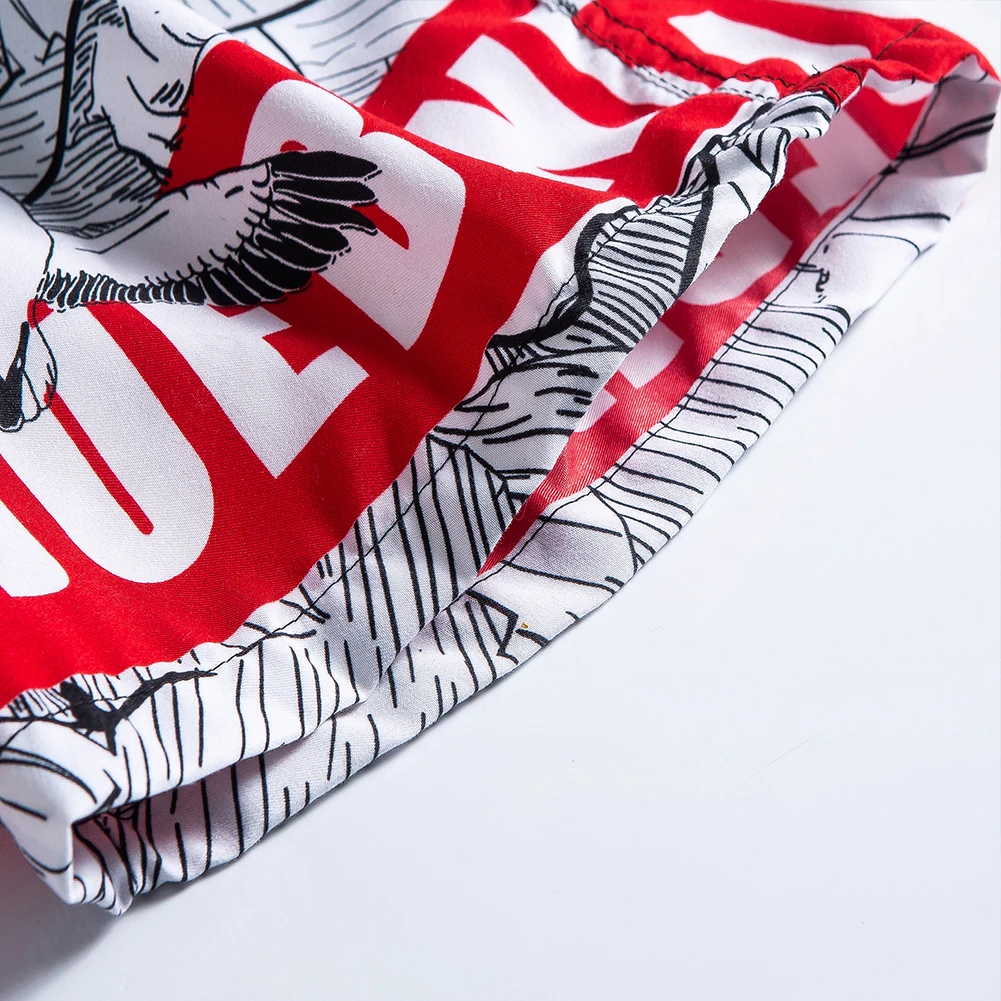 Men Beach Shorts Quick-dry Words Printing Pattern Loose Casual Oversize Boxer Shorts