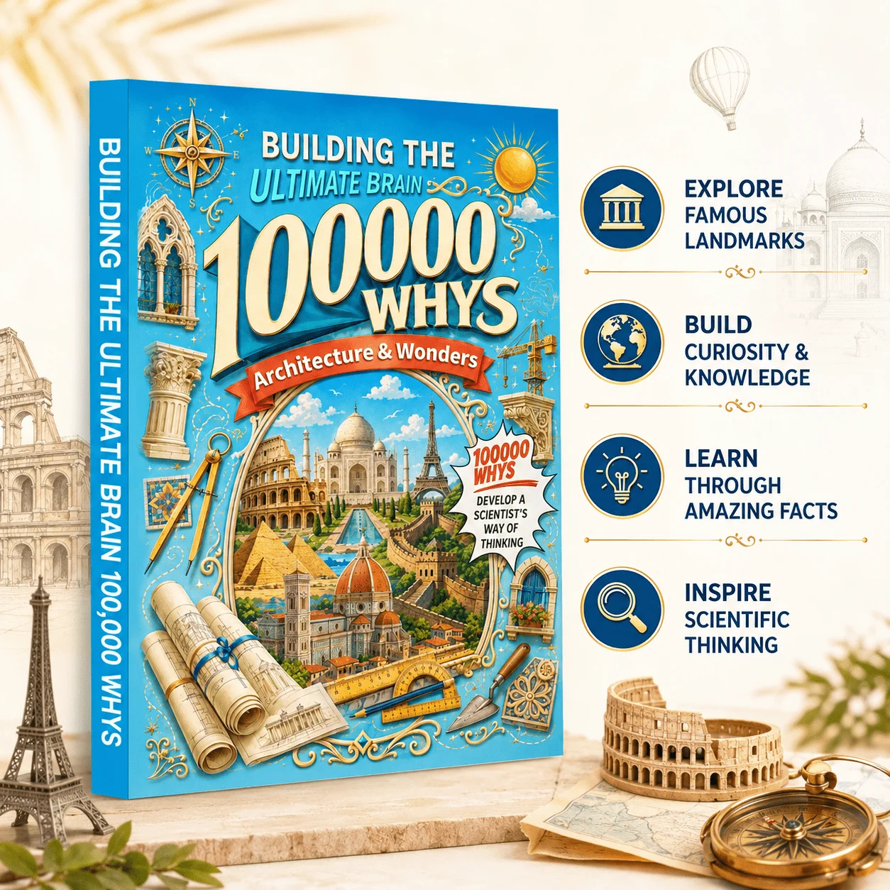 100000 Whys Architecture and Wonders Book, Fun Science Q&A Book About World Bridges, Pyramids, Ancient Wonders and Engineering