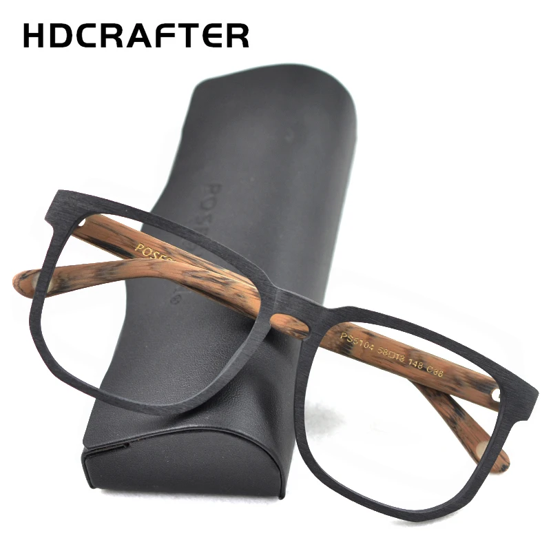 HDCRAFTER kobiety mężczyźni Vintage Retro drewniane oprawki okularów ramki ponadgabarytowe okulary optyczne ramki na okulary korekcyjne