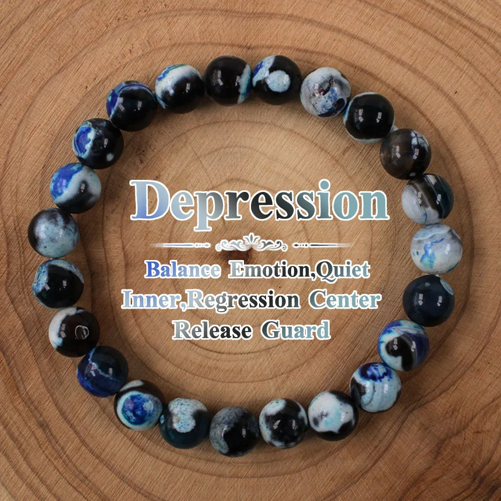 Pulseras antiedad depresión para mujer, brazaletes de cuentas de cristal curativos de ojos de tigres de piedra natural, regalo para abuela, mamá, curación