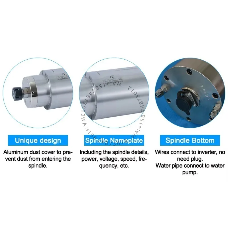 

HQD GDK125-18Z-7.5KW ER32 125mm 7.5Kw 18000rpm 16A/28A 380V/220V Water Cooled Permanent Power CNC Spindle Motor