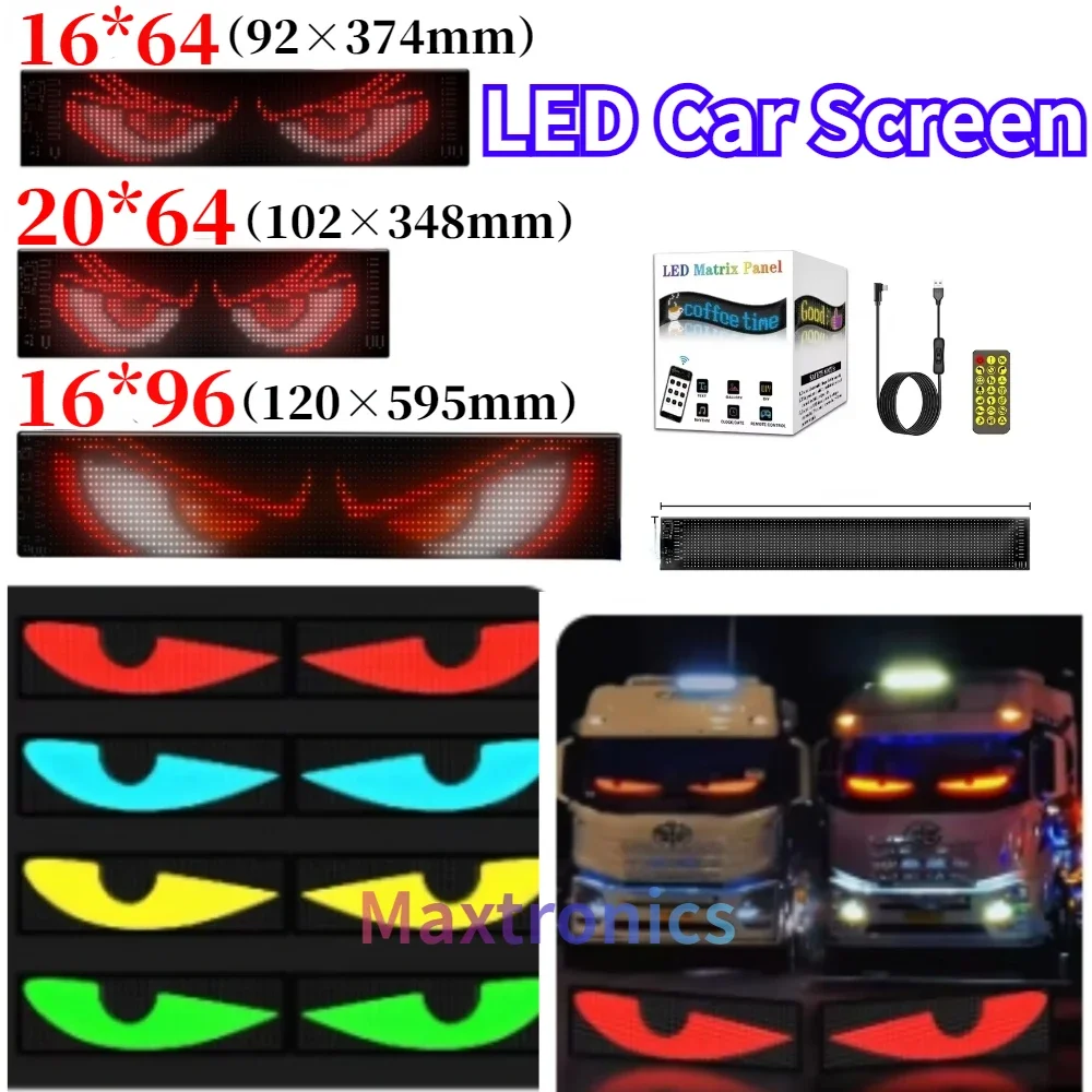 Imagem -06 - Usb Multilingual Car Led Matrix Pixel Panel Truck Devils Eye Signs Light Smart App Controle Remoto Rolagem Publicidade 5v