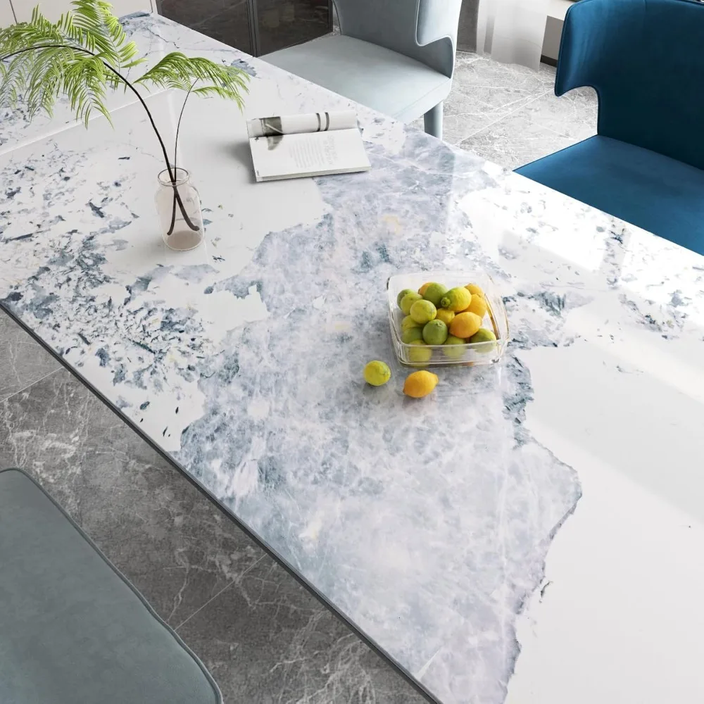 ورق اتصال قابل للتقشير واللصق بنمط الرخام الأبيض والأزرق المقاوم للماء لأسطح المطبخ، مقاس 30 × 200 بوصة، سهل التركيب، Dur