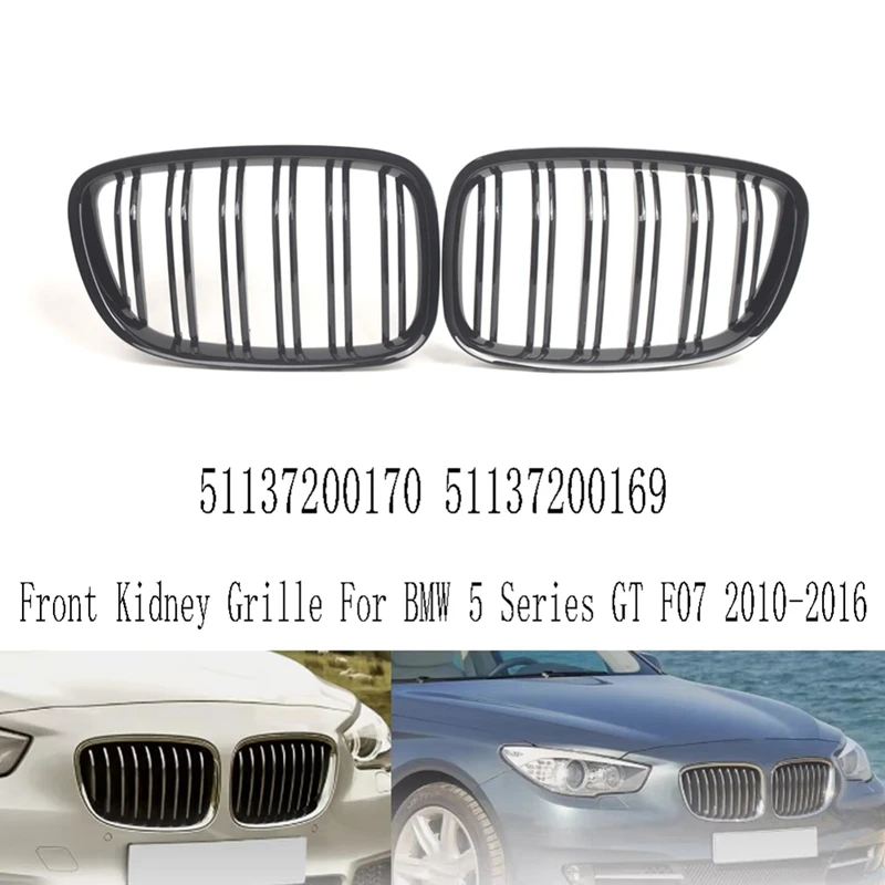 2Pcs Front Kidney Grille Racing Grills For BMW 5 Series GT F07 2010-2016 51137200170 51137200169