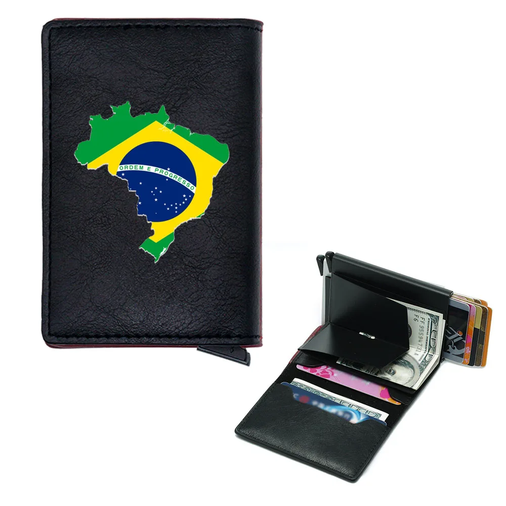 

Funny Brazilian Flag Map Printing Rfid Credit Card Holder Men Wallets Bank Cardholder Case Small Slim Thin Mini Women Wallet