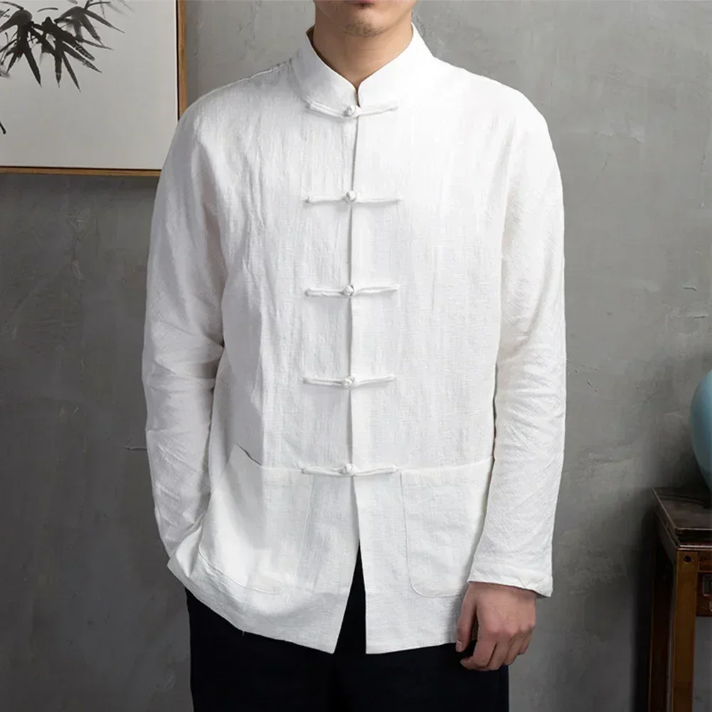 

Mens Jacket Mens Tops Solid Color Tai Chi Coat Tang Suit Blouse Traditional Button Up Uniform Cardigan Chinese