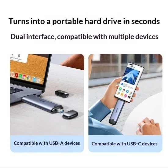 UGREEN CM353 M.2 NVMe SSD Enclosure USB 3.2 Type C Dual Port 10Gbps Aluminum Case for Laptop PC