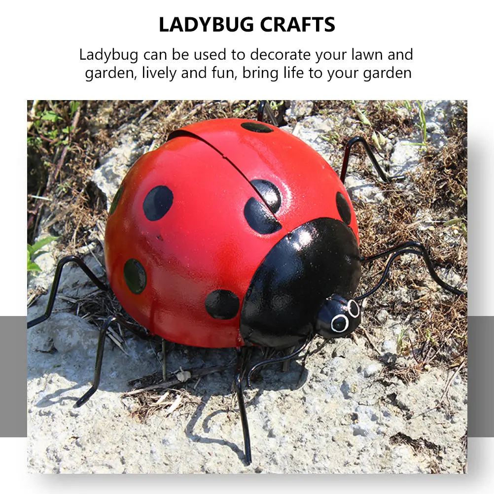 1Pcs Simulation Ladybug Iron Garden Hanging Ornament Large Lively Outdoor Lawn Decor Holiday Gift Decoration Simulated Ladybug