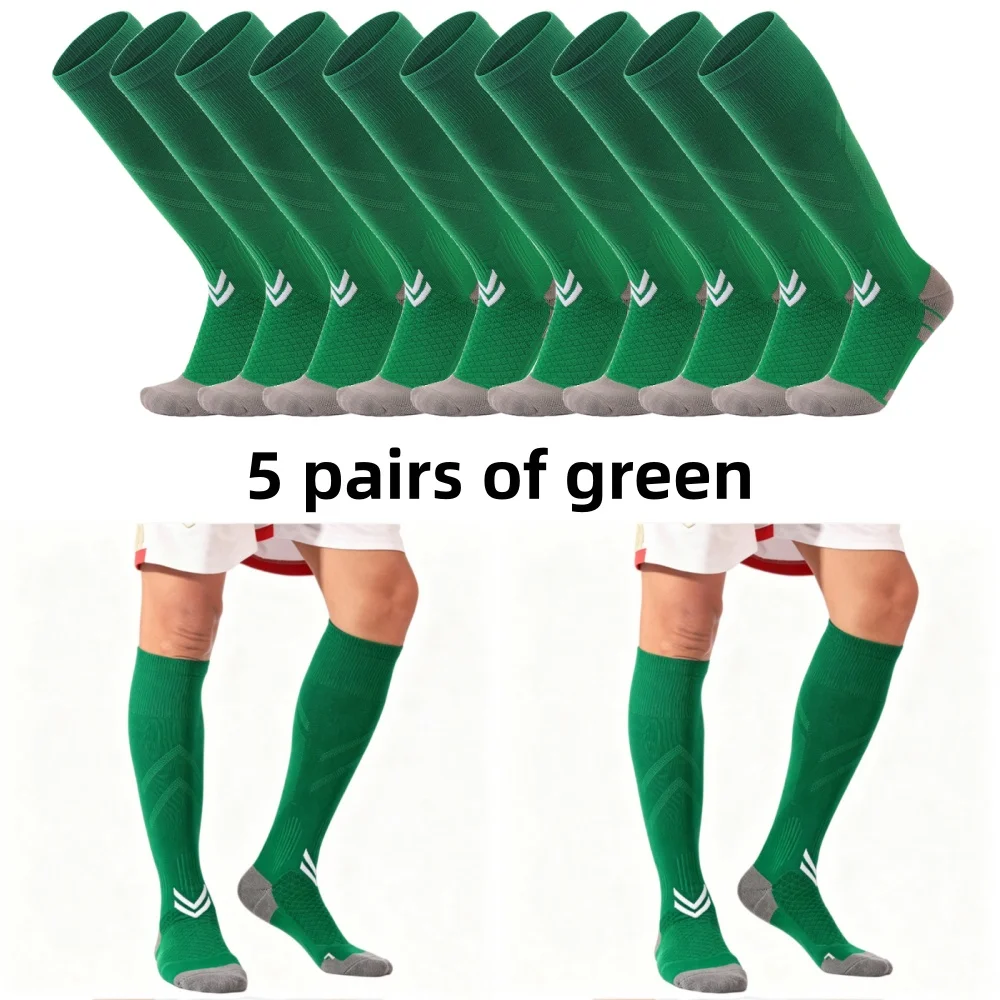 Kniehohe Sportsocken für Herren, schweißabsorbierend, atmungsaktiv, mit dickem Frottee-Boden, lange Socken, professionelle Fußballsocken
